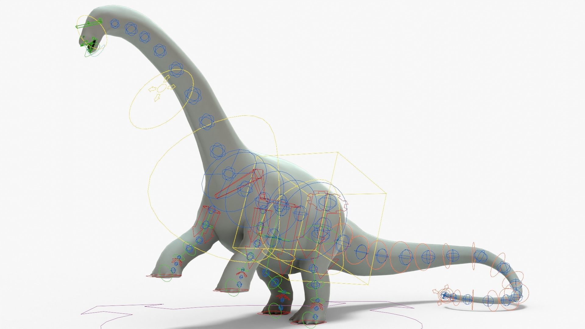 Brontosaurus Rigged Basemesh Low-poly 3D model_16