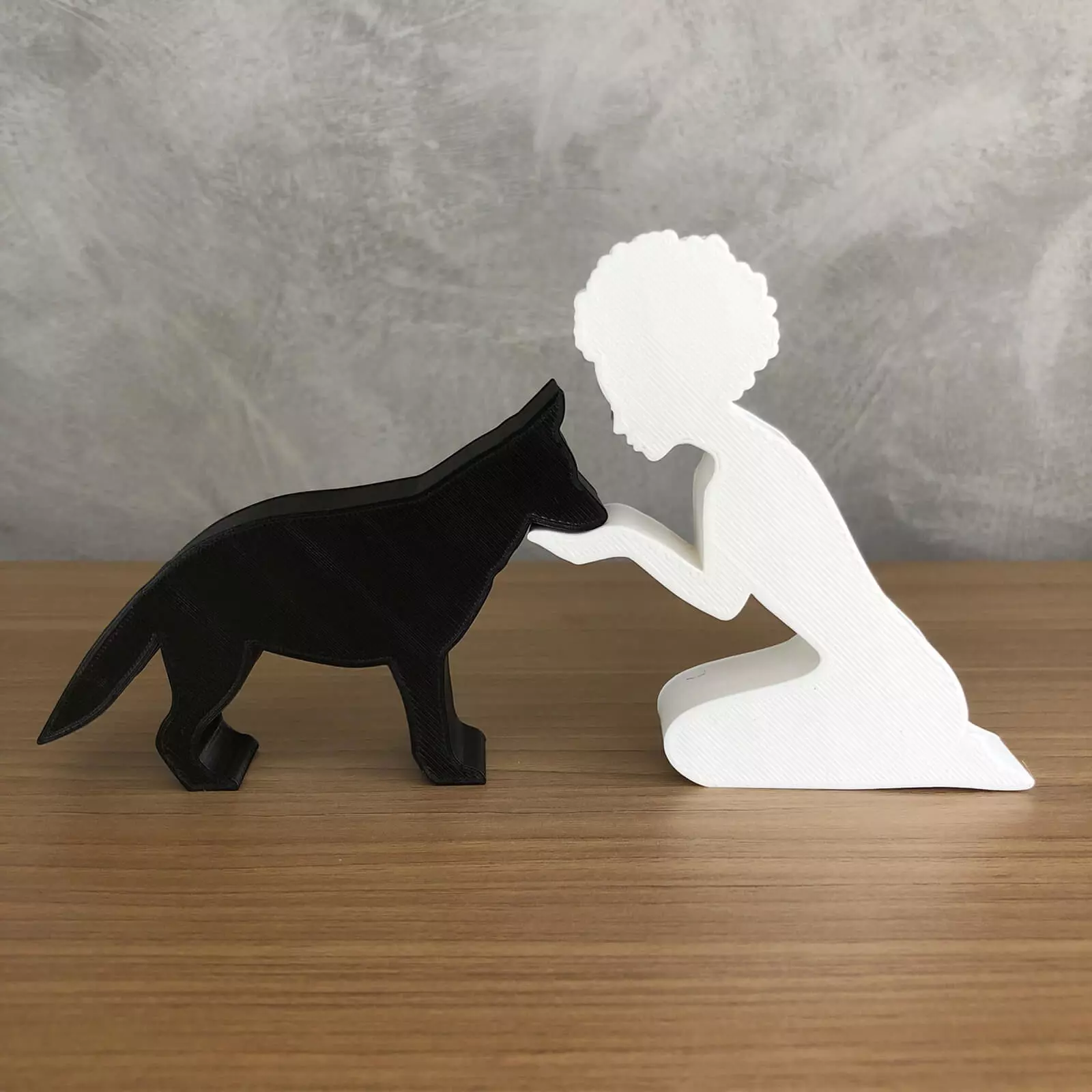 Girl and her German Shepherd -afro hair- for 3D printer 3D print model