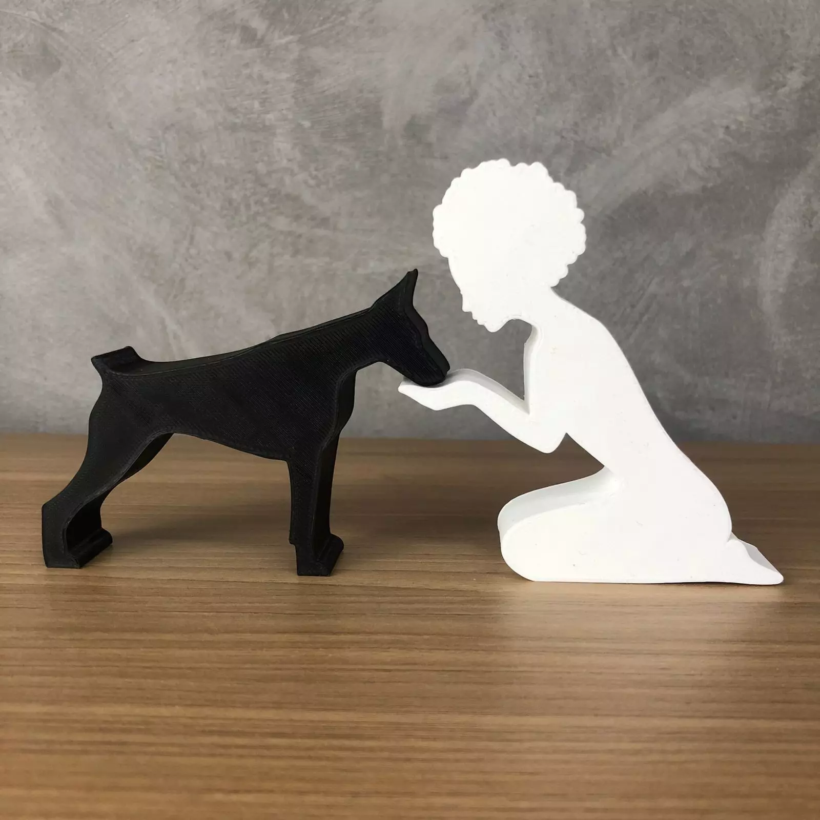 Girl and her Doberman -afro hair- for 3D printer 3D print model