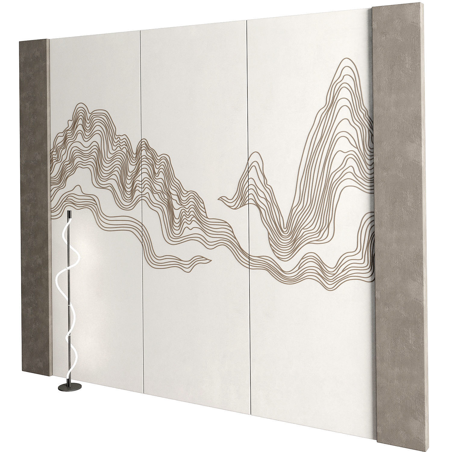 Decorativ panel wave 3 3D model_1