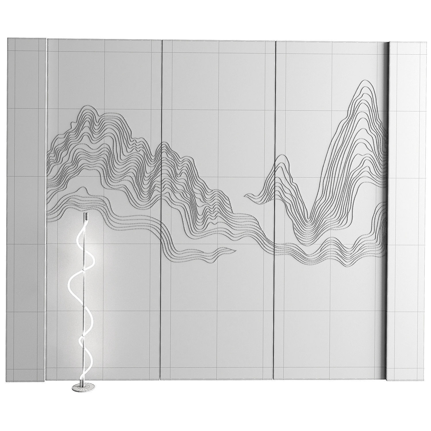 Decorativ panel wave 3 3D model_3