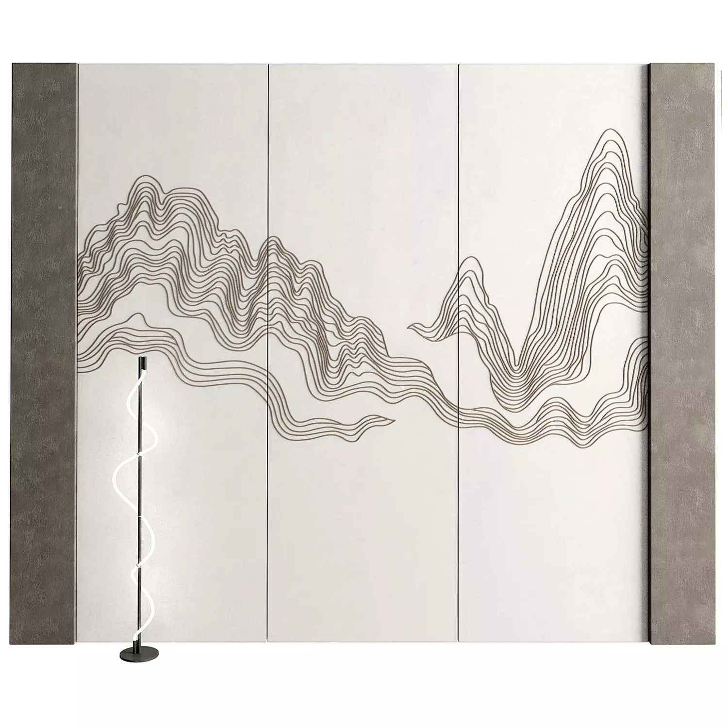 Decorativ panel wave 3 3D model_0