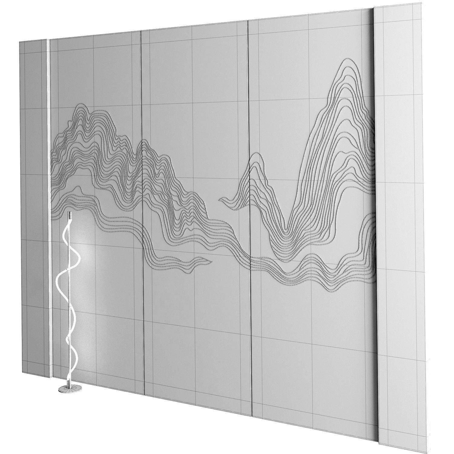 Decorativ panel wave 3 3D model_4