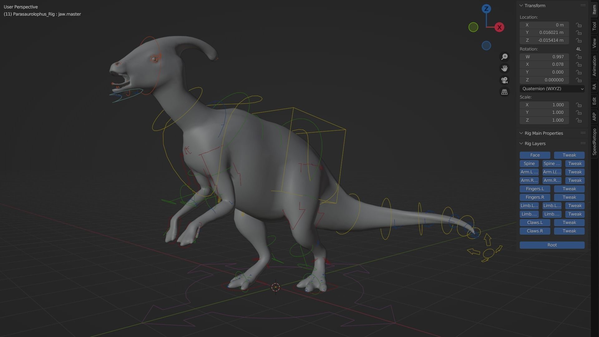 Parasaurolophus Rigged Basemesh Low-poly 3D model_2