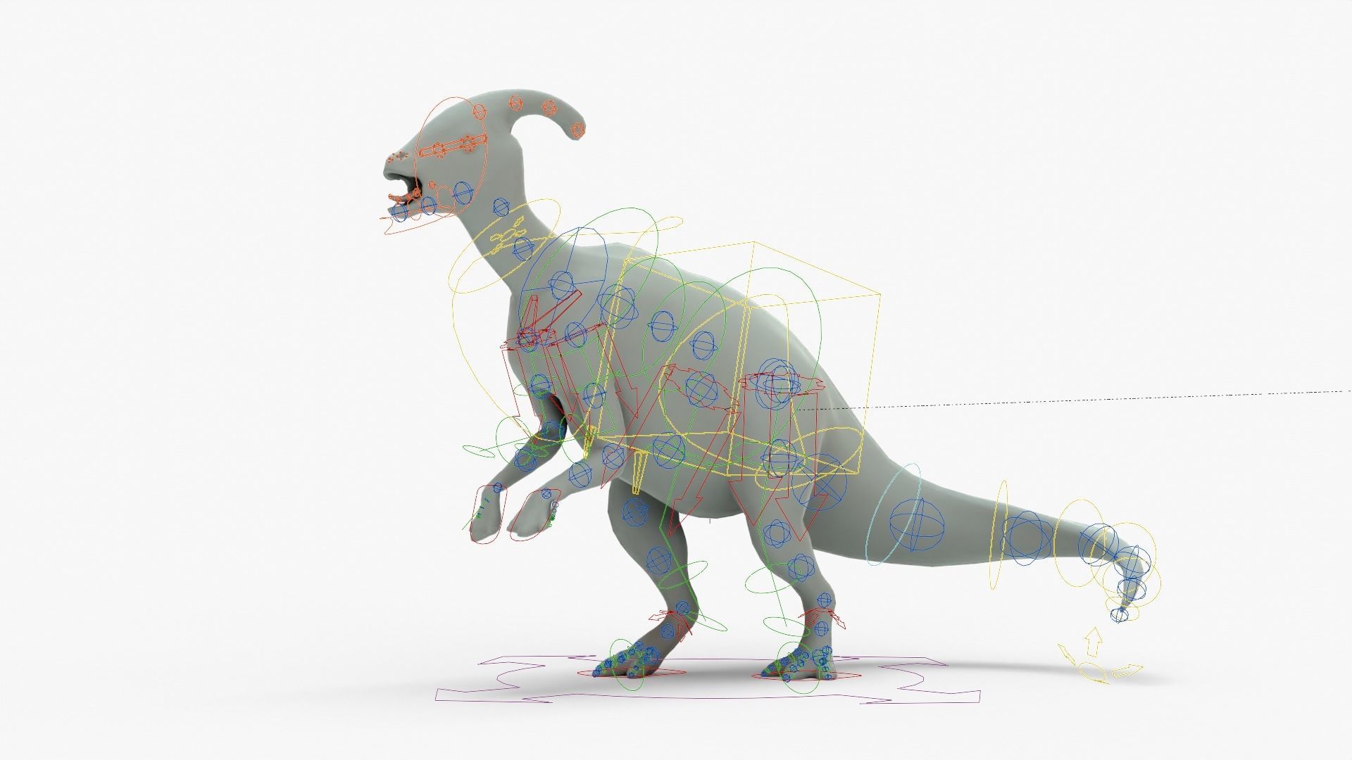 Parasaurolophus Rigged Basemesh Low-poly 3D model_19