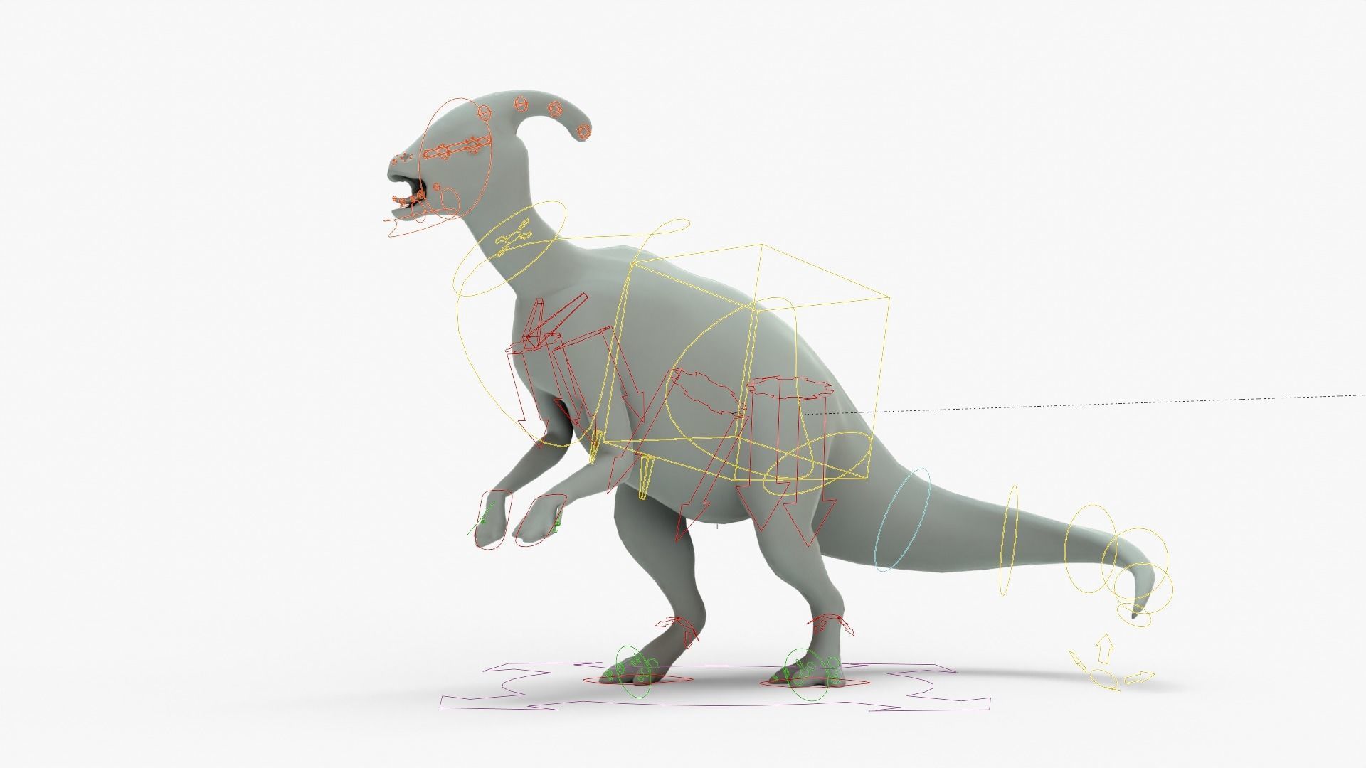 Parasaurolophus Rigged Basemesh Low-poly 3D model_17