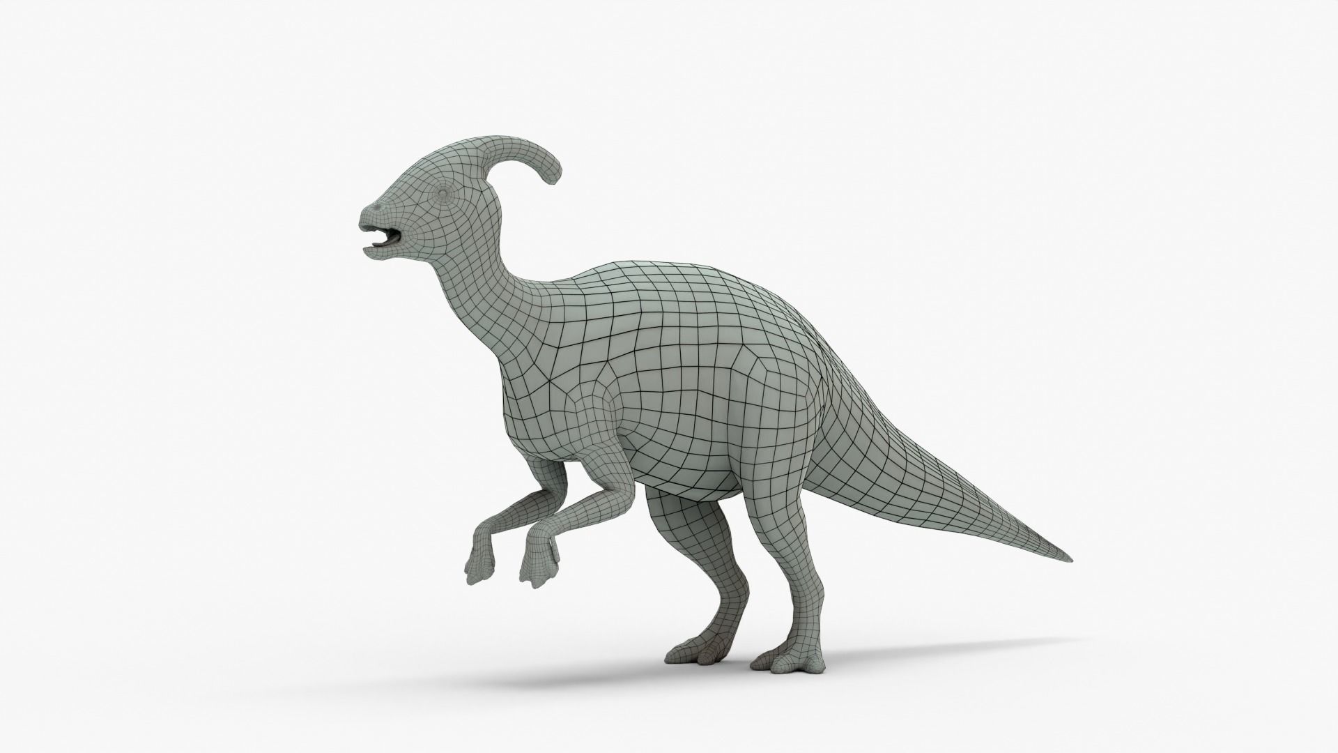 Parasaurolophus Rigged Basemesh Low-poly 3D model_16