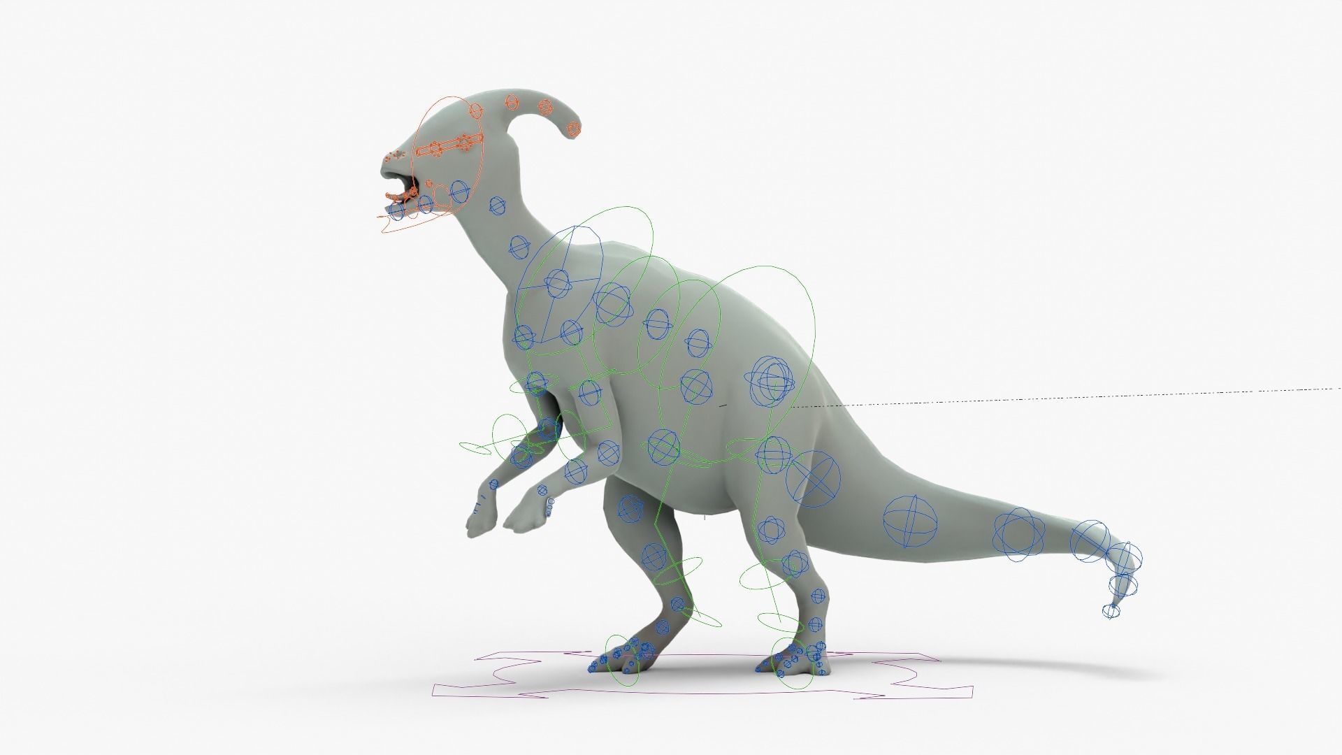 Parasaurolophus Rigged Basemesh Low-poly 3D model_18