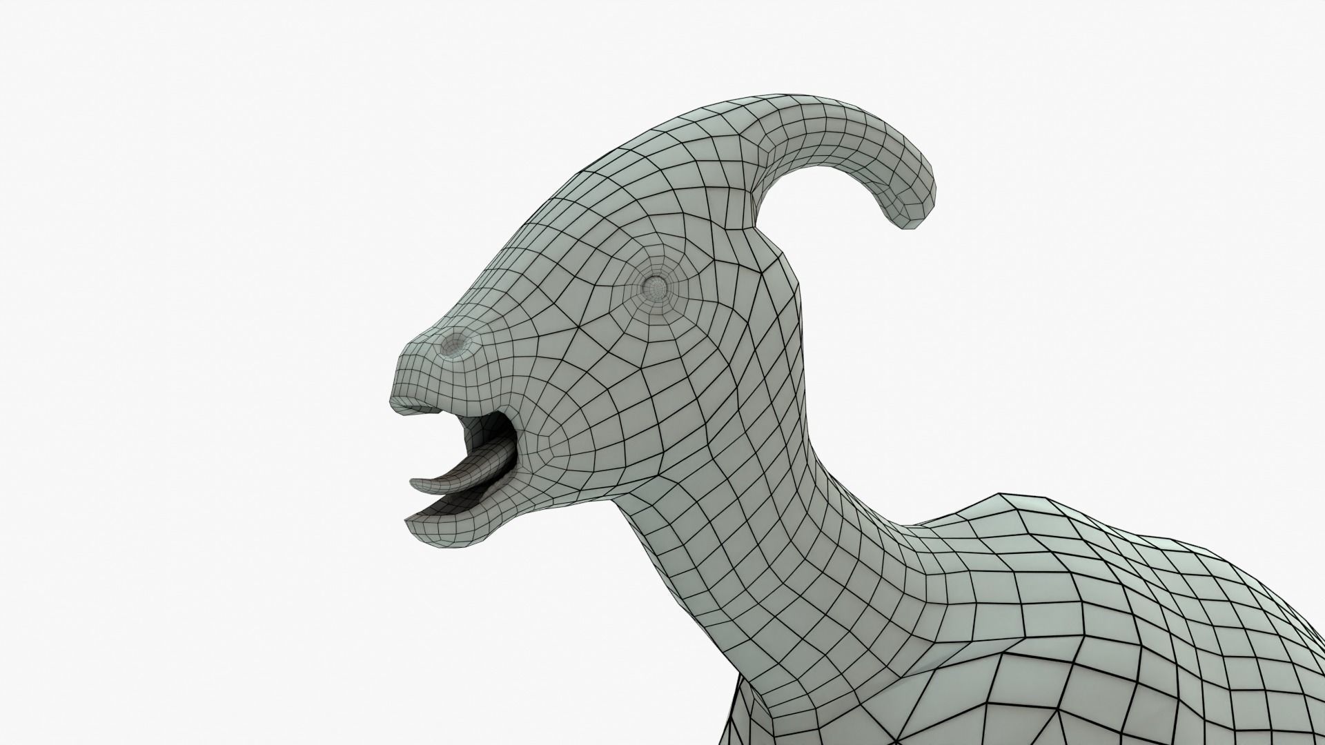 Parasaurolophus Rigged Basemesh Low-poly 3D model_4