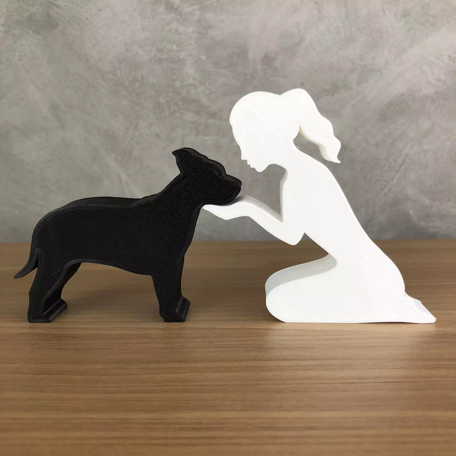 Girl and her American Staffordshire -tied hair- for 3D printer 3D print model
