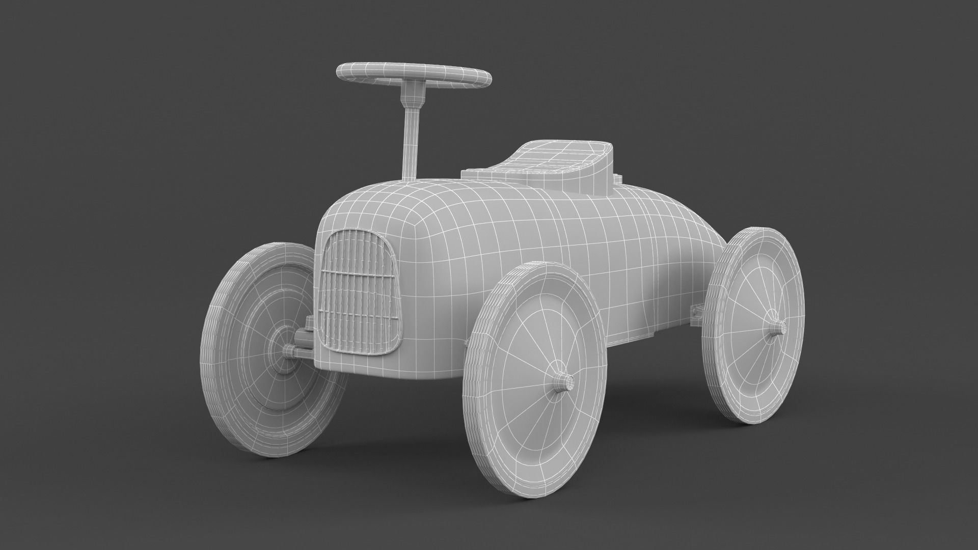 Retro Push Car 3D model_8