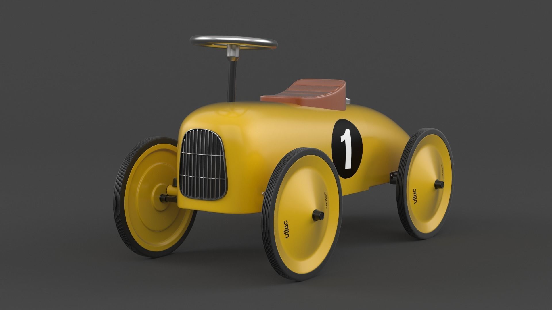 Retro Push Car 3D model_2