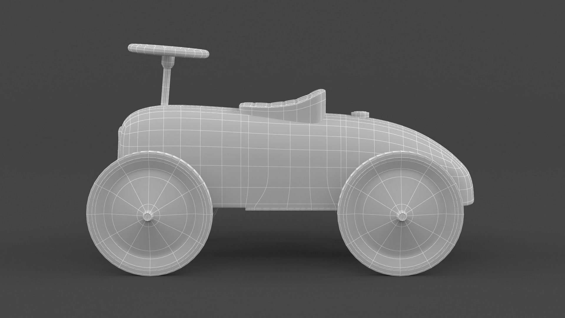 Retro Push Car 3D model_7
