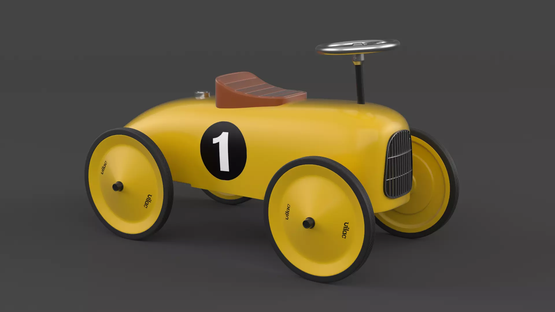 Retro Push Car 3D model_0
