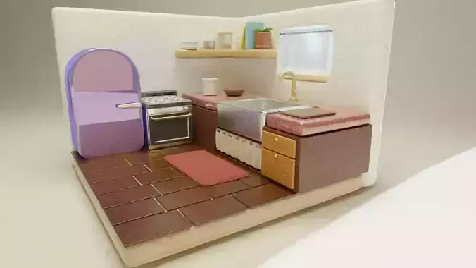 Cooking up cuteness in every corner-Isometric Cute Kitchen 3D 3D model