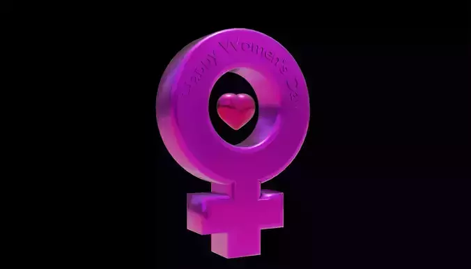 3D Pink Women Symbol in Heart Rotation