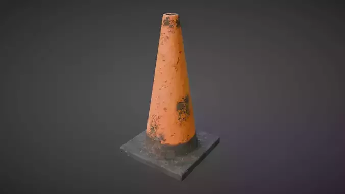 Old Worn Safety Cone Free low-poly 3D model