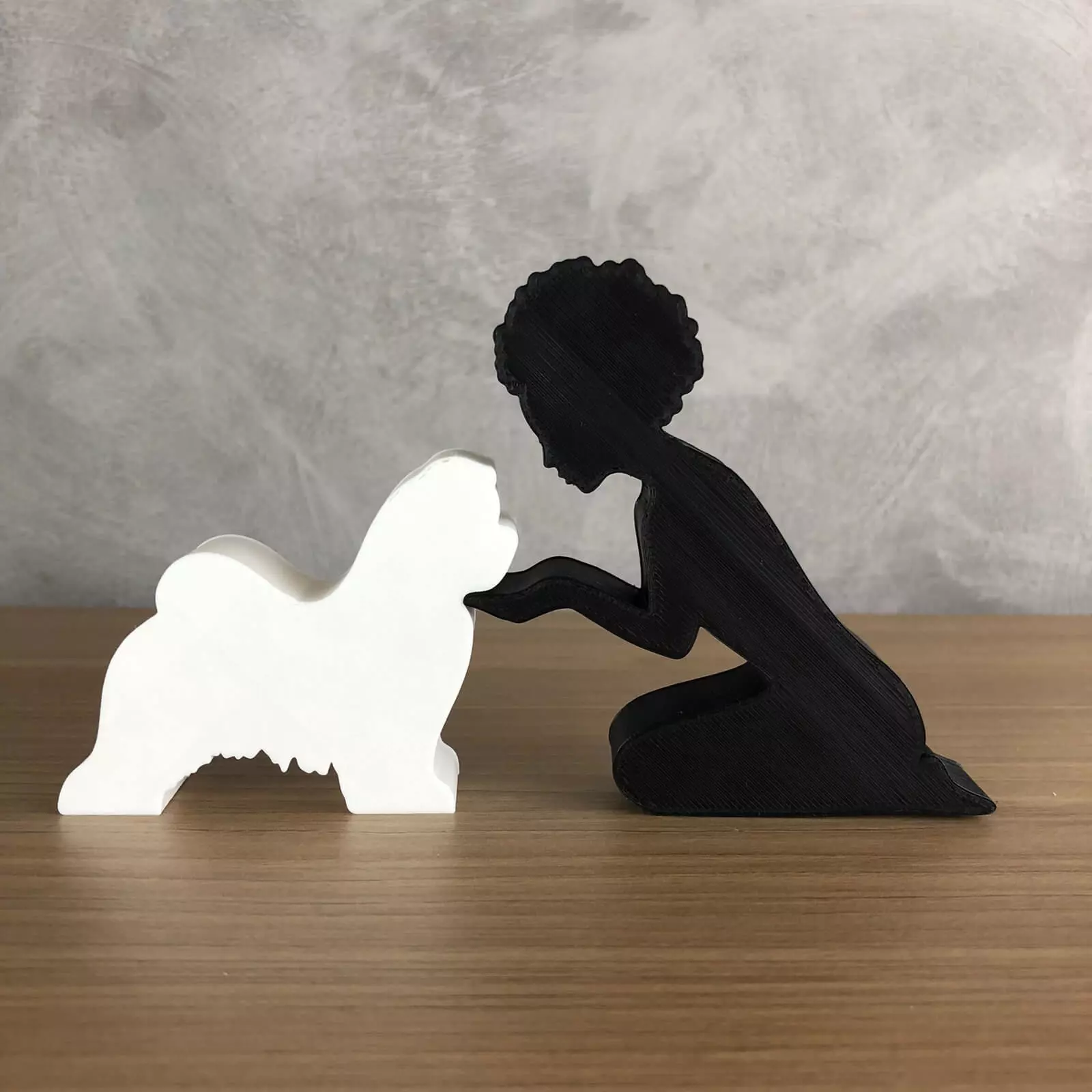 Girl and her Shih tzu -afro hair- for 3D printer or laser cut 3D print model