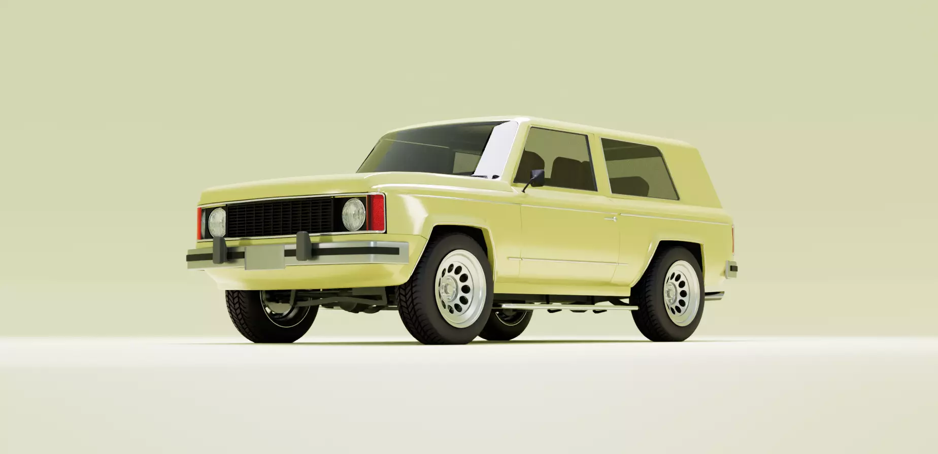 Generic 80s 2 door SUV  Low-poly 3D model_0