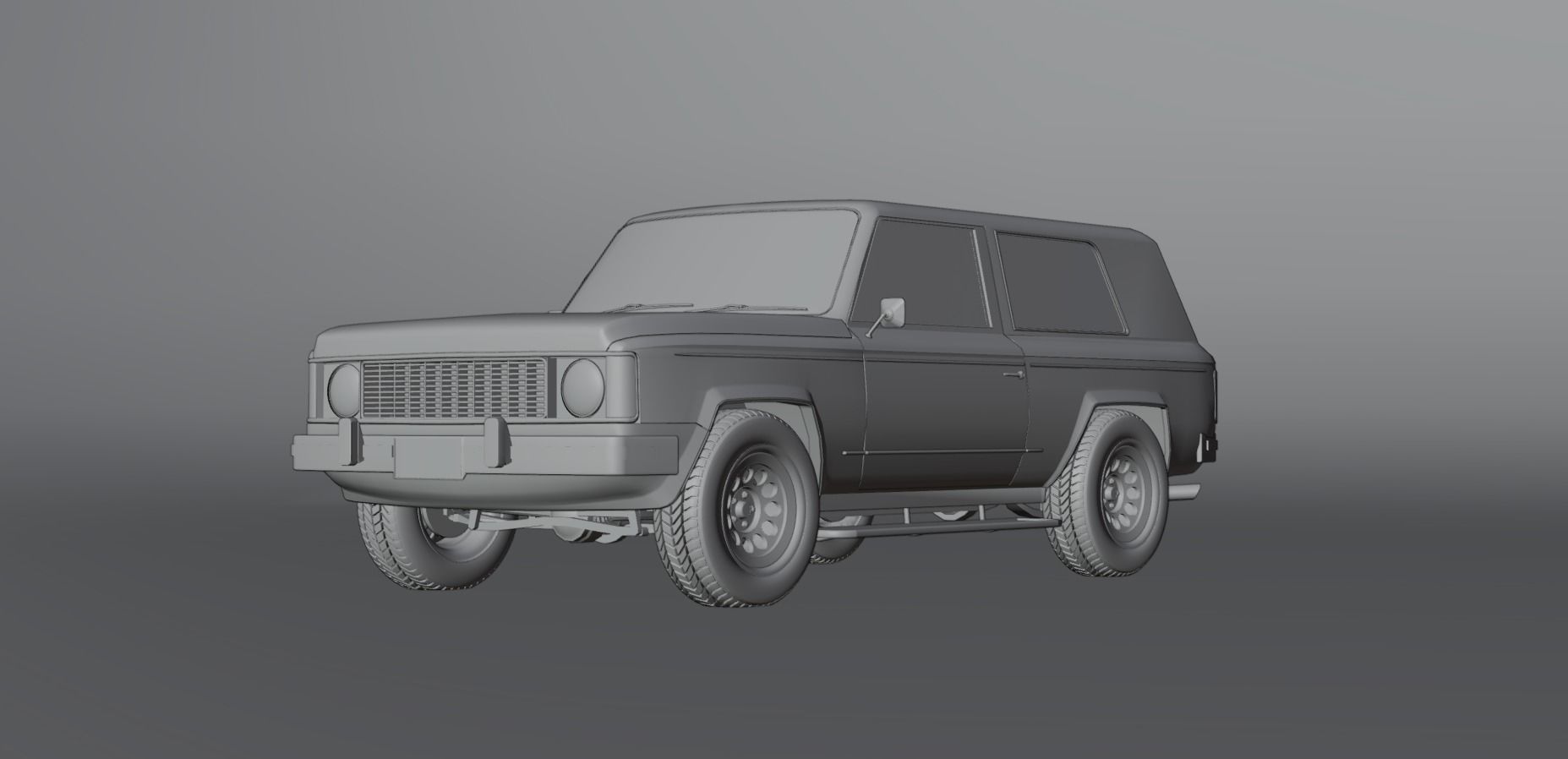 Generic 80s 2 door SUV  Low-poly 3D model_8