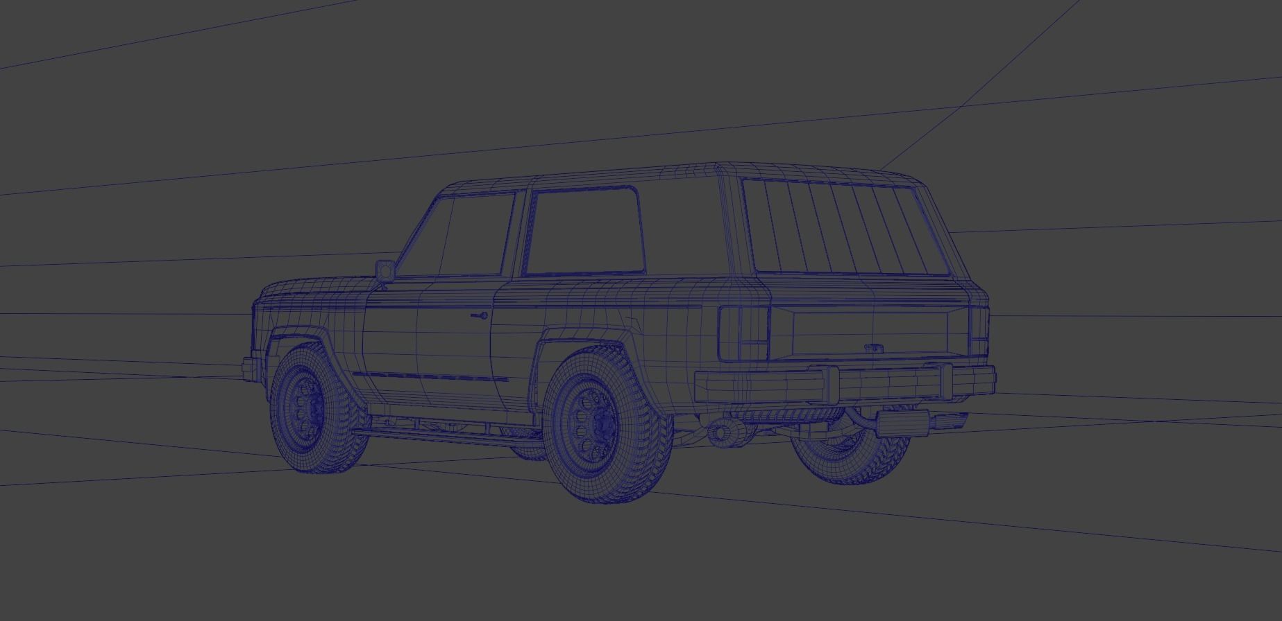 Generic 80s 2 door SUV  Low-poly 3D model_15