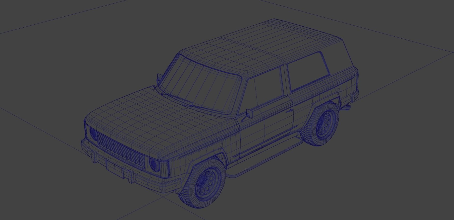 Generic 80s 2 door SUV  Low-poly 3D model_16