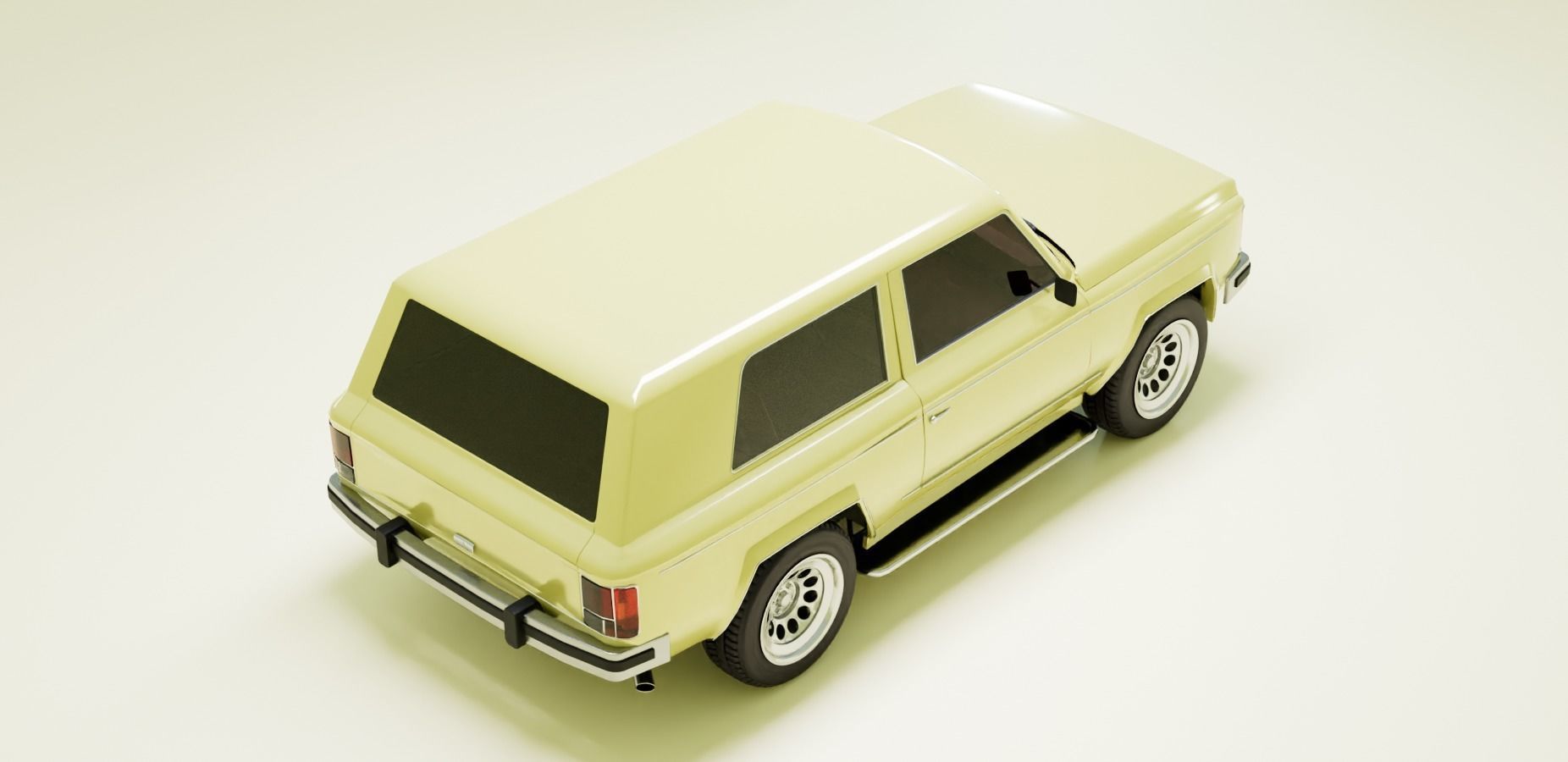 Generic 80s 2 door SUV  Low-poly 3D model_4