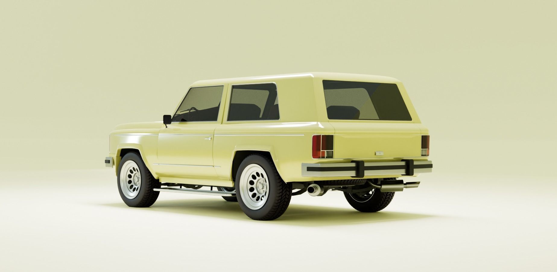 Generic 80s 2 door SUV  Low-poly 3D model_2