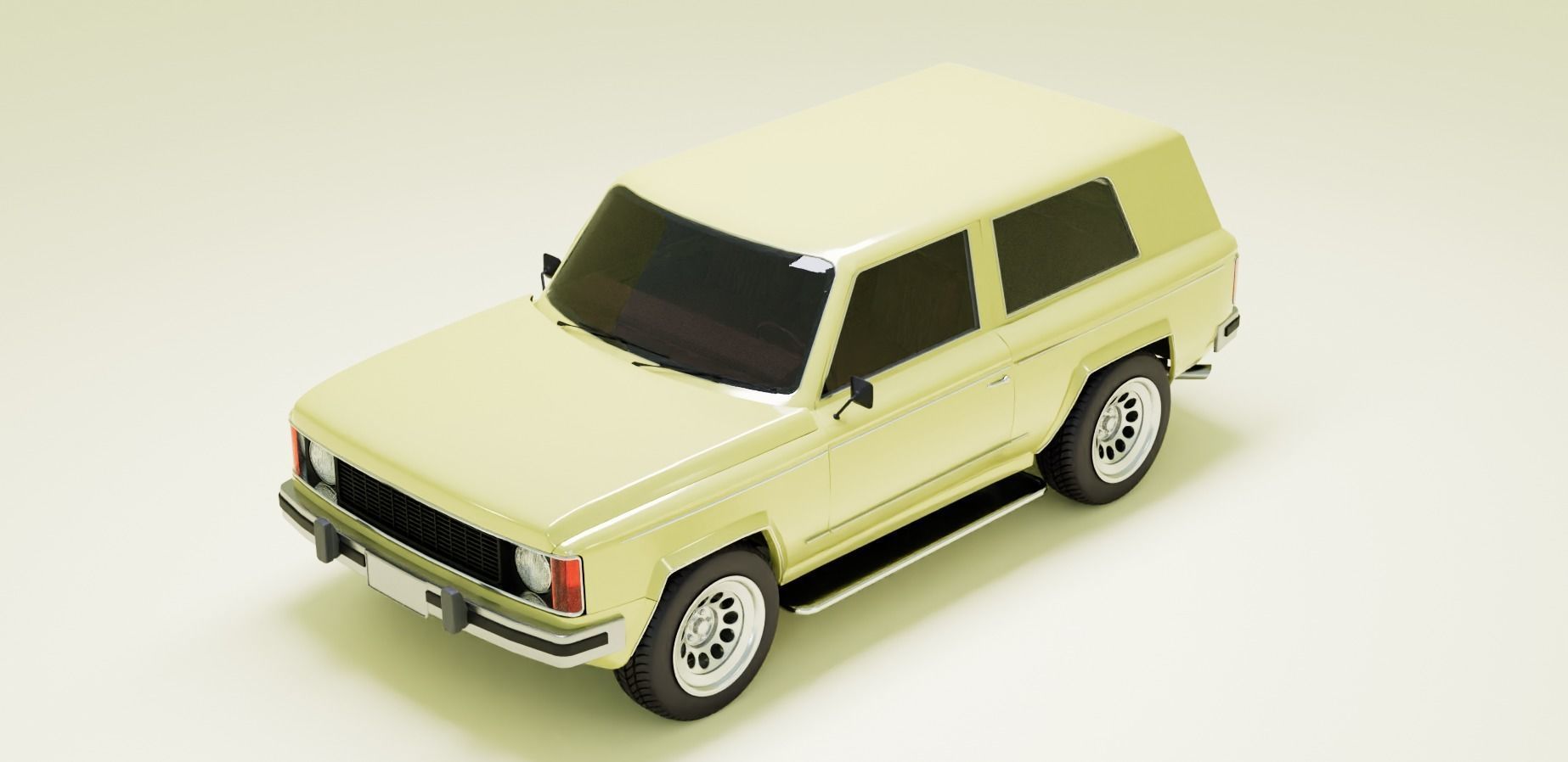 Generic 80s 2 door SUV  Low-poly 3D model_3