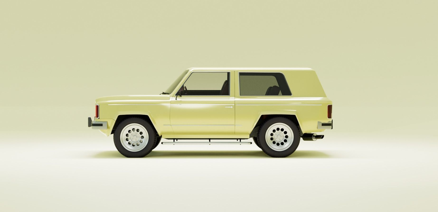 Generic 80s 2 door SUV  Low-poly 3D model_1