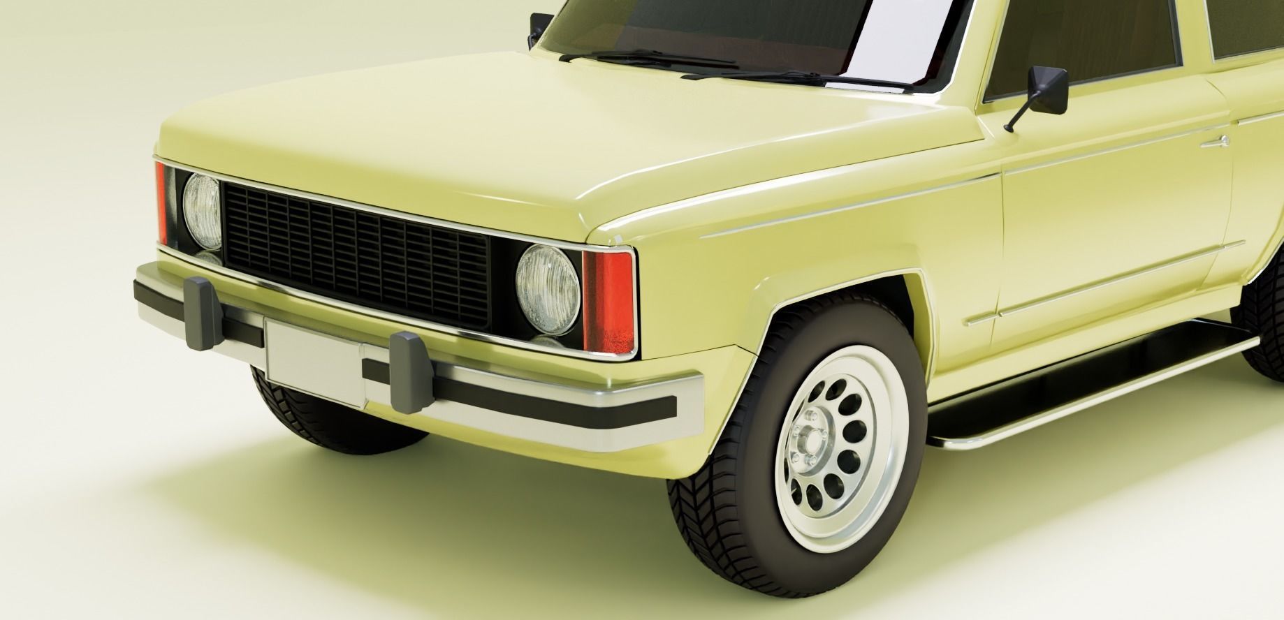 Generic 80s 2 door SUV  Low-poly 3D model_5