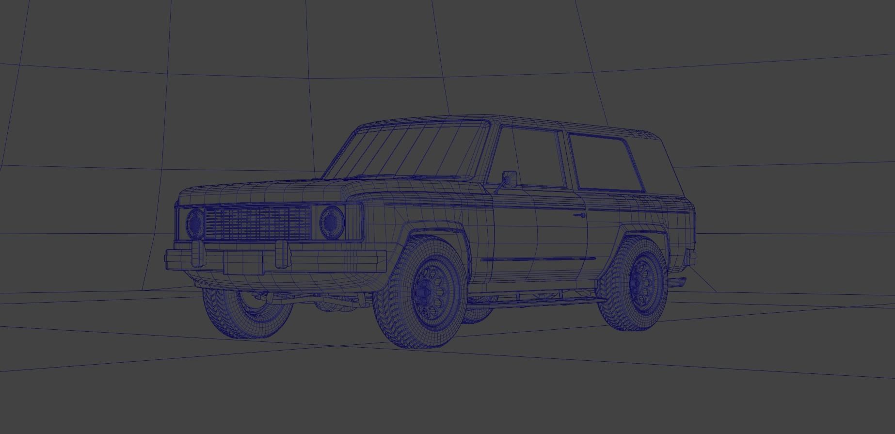 Generic 80s 2 door SUV  Low-poly 3D model_13