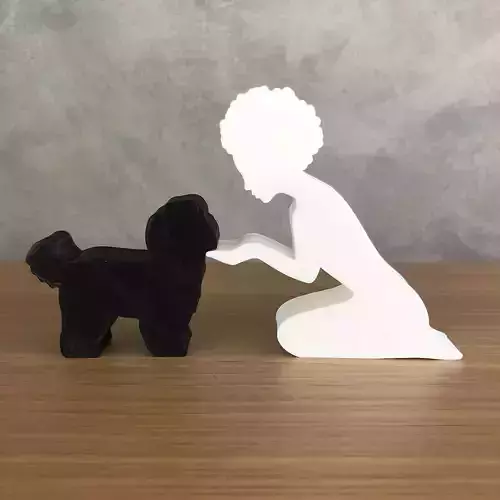 Girl and her Maltese -afro hair- for 3D printer 
