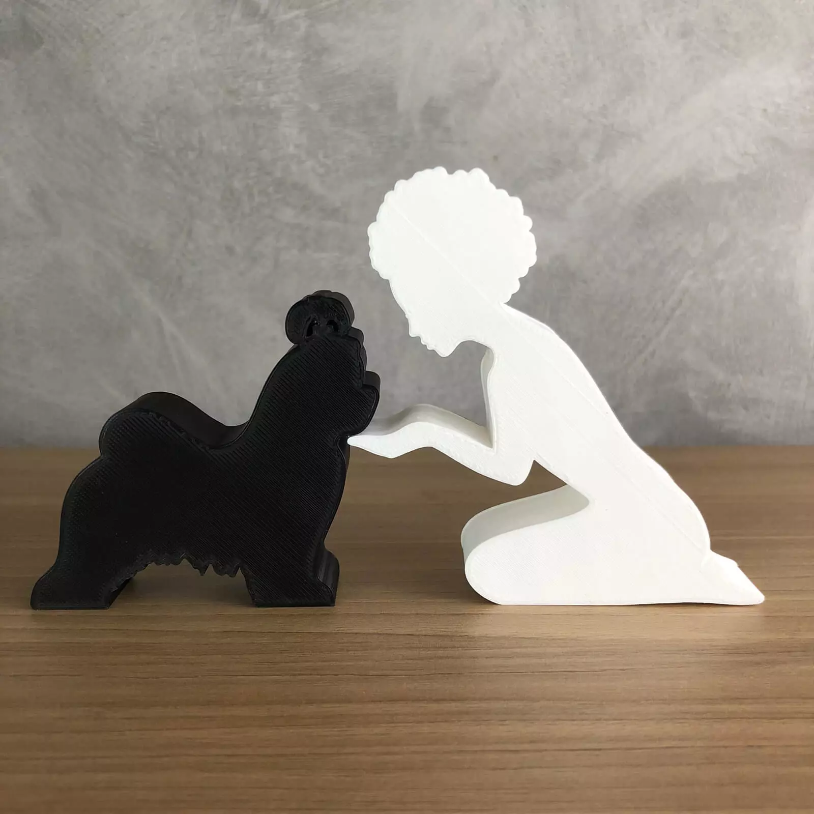Girl and her Maltese -afro hair- for 3D printer or laser cut 3D print model