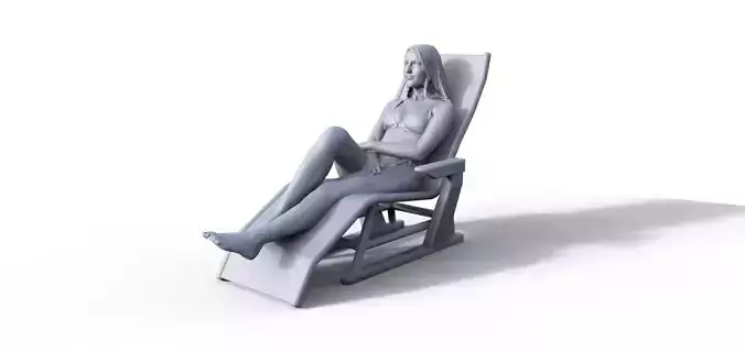 Girl in deck chair for ship model railway model or diorama