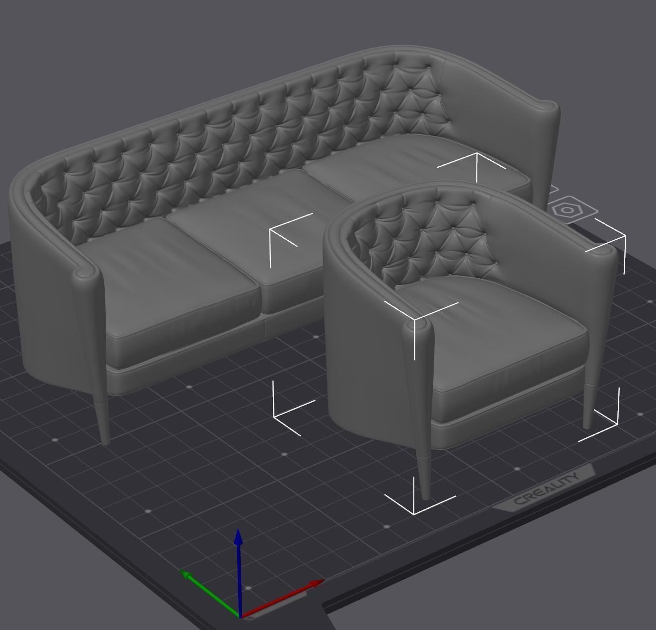RICH CUSHION SOFA AND ARMCHAIR 3D print model_2
