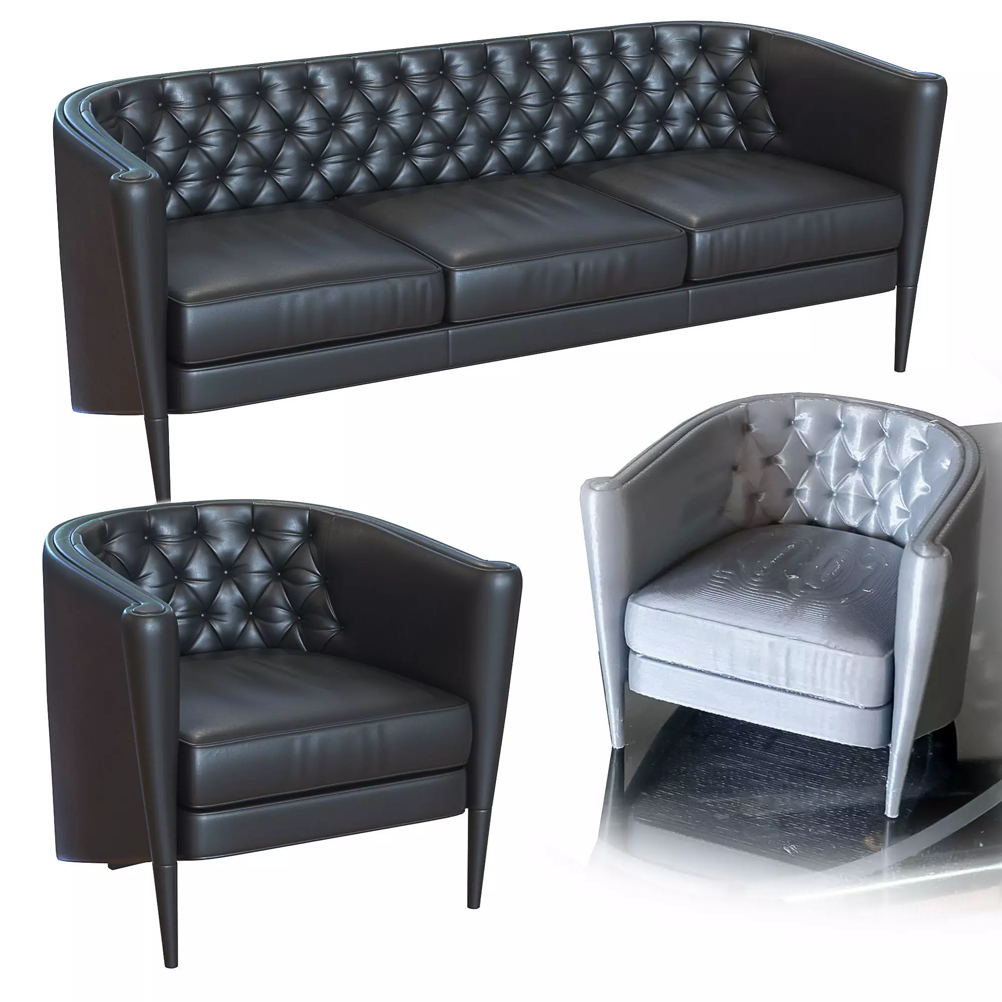 RICH CUSHION SOFA AND ARMCHAIR 3D print model_0