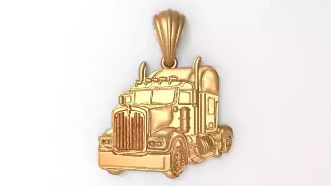 Semi Trailer Truck Pendant Necklace Jewerlry