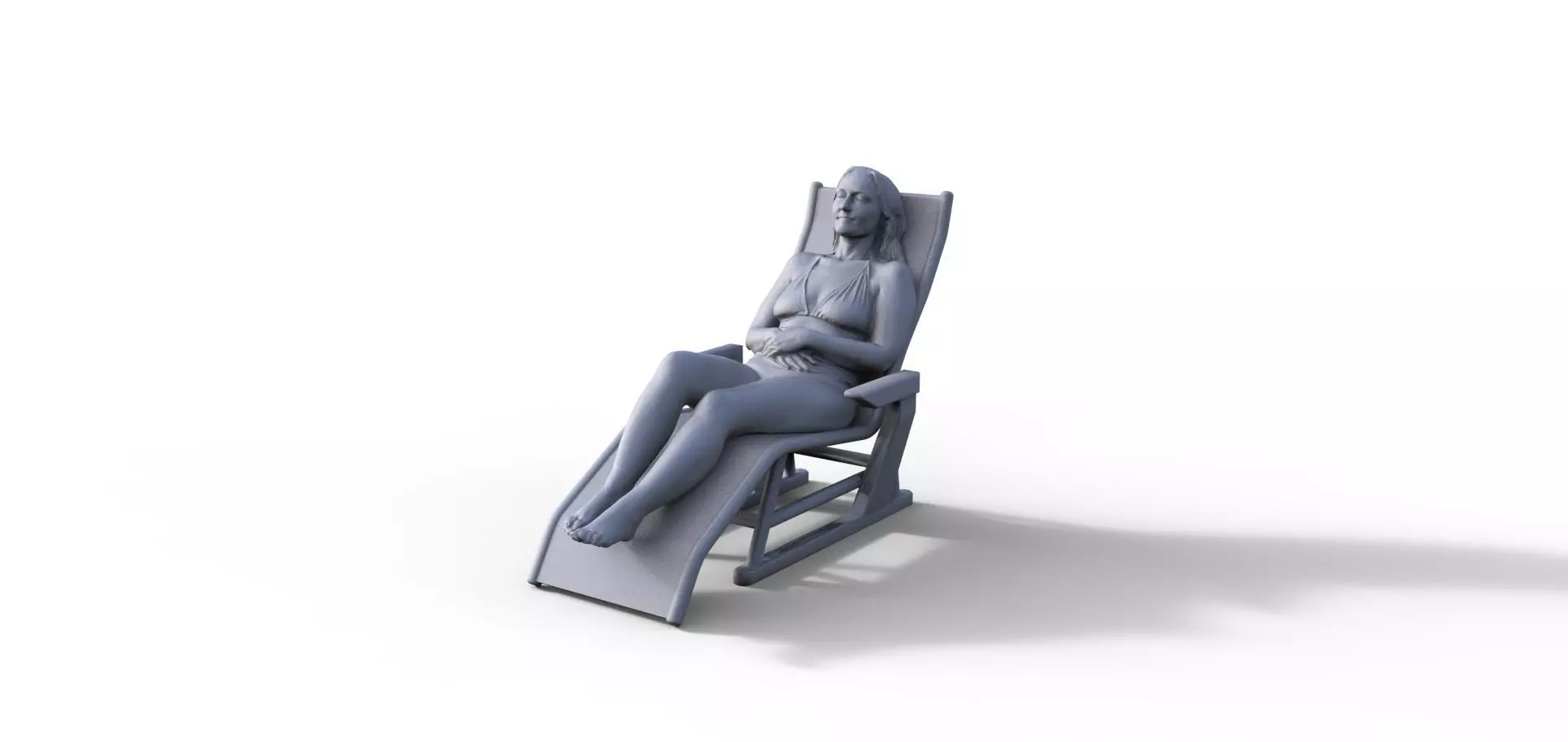Girl in deck chair for ship model railway model or diorama 3D print model_0