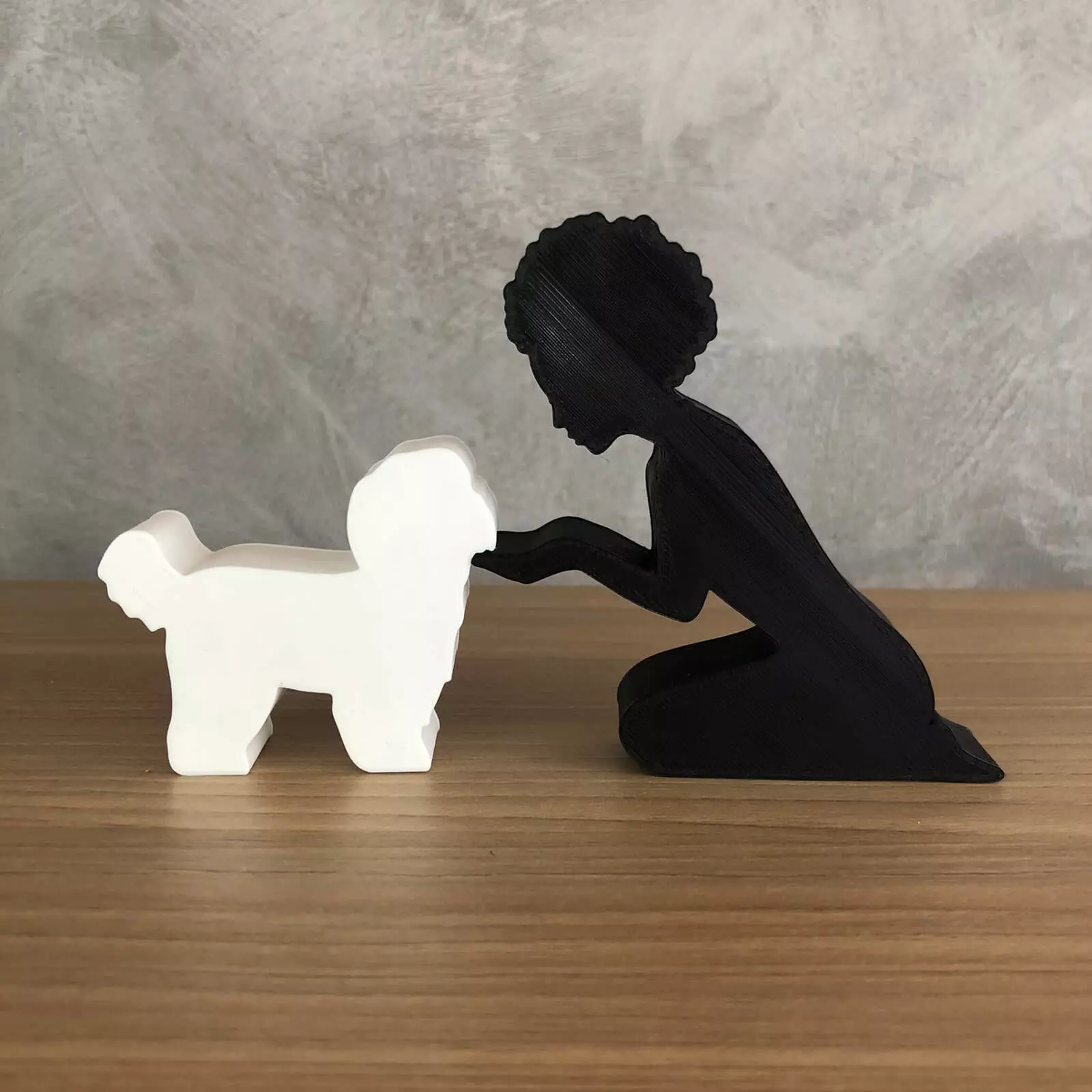 Girl and her lhasa apso -afro hair- for 3D printer or laser cut 3D print model