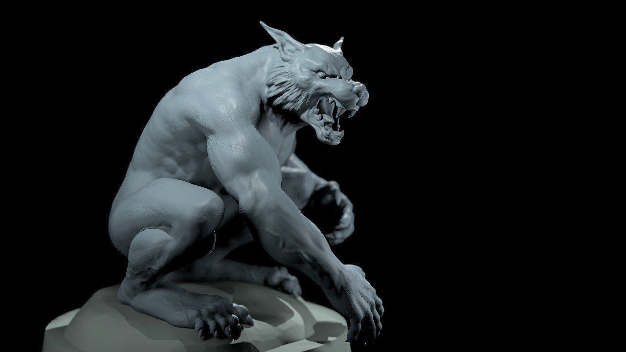 Fantasy Werewolf Assebmlable 3D print model_7