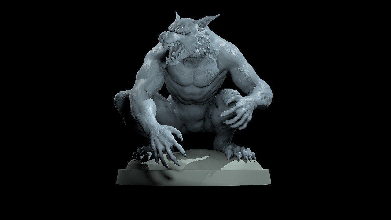 Fantasy Werewolf Assebmlable 3D print model_4