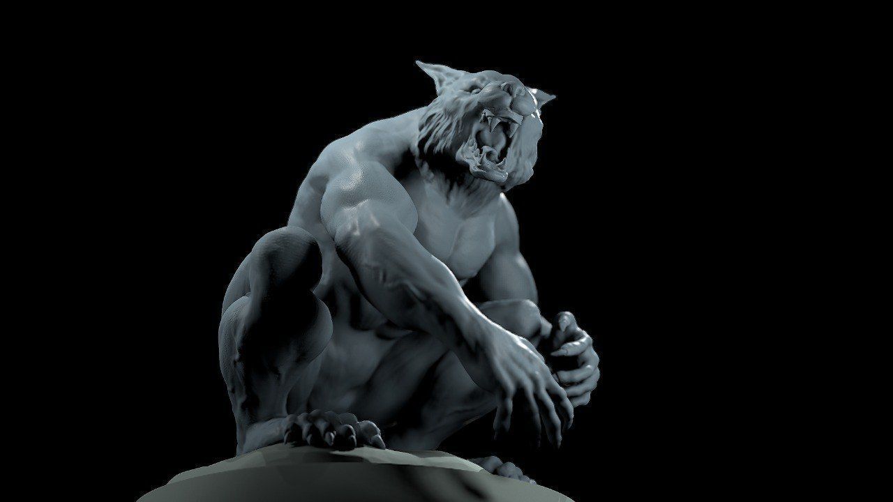 Fantasy Werewolf Assebmlable 3D print model_6