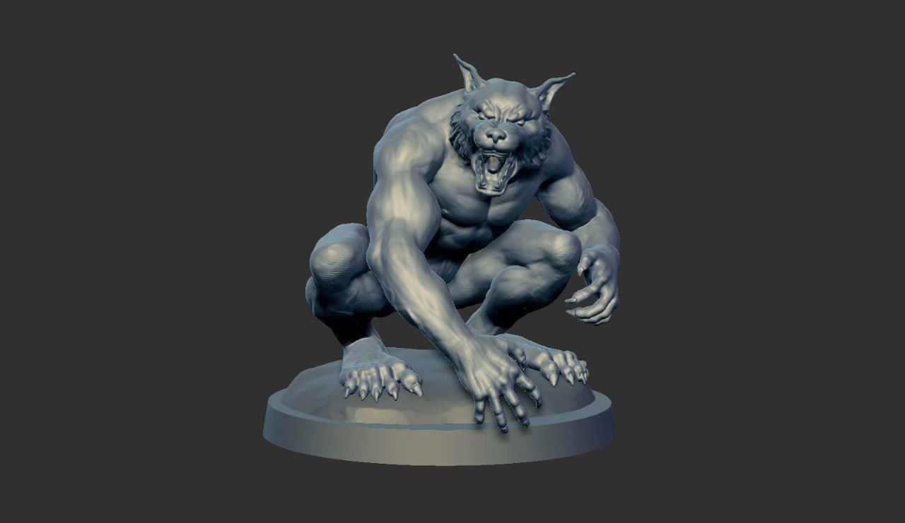 Fantasy Werewolf Assebmlable 3D print model_8