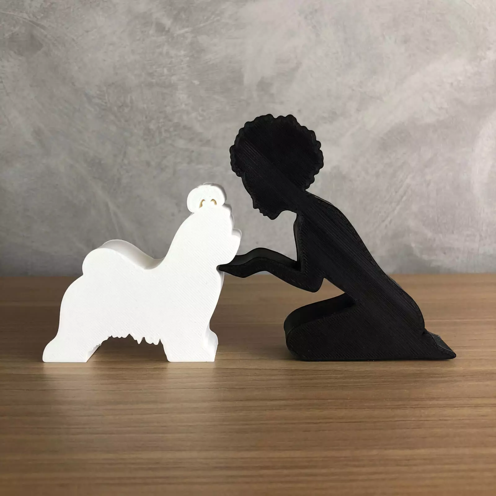 Girl and her lhasa apso -afro hair- for 3D printer or laser cut 3D print model