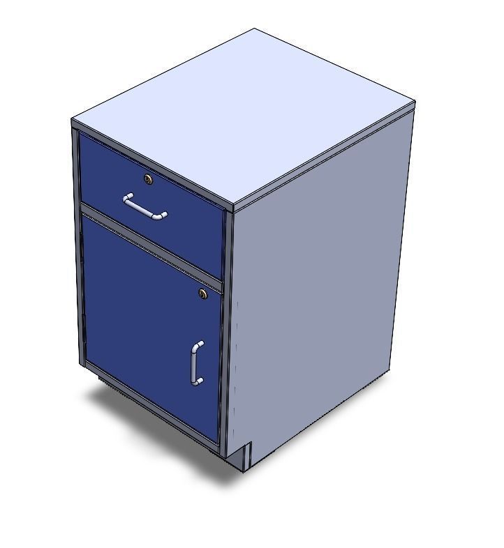 LAB FURNITURE CABINET ONE DRAWER ONE SHUTTER 3D model_5