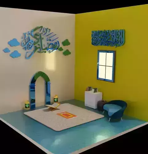 3D Isometric Prayer Cube-Room