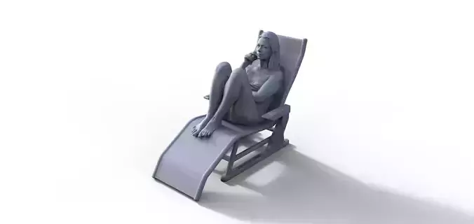 Girl in deck chair for ship model railway model or diorama