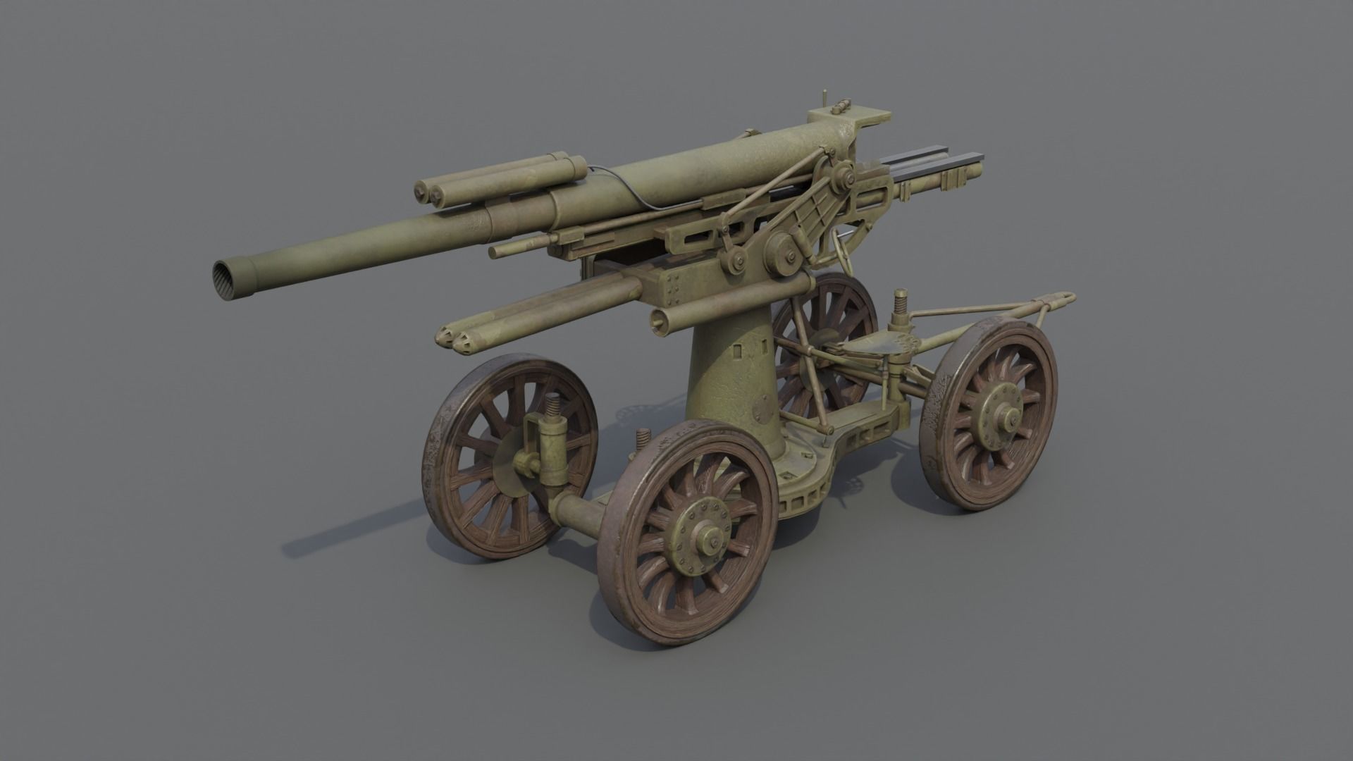 Type 14 10 cm AA gun Low-poly 3D model_7