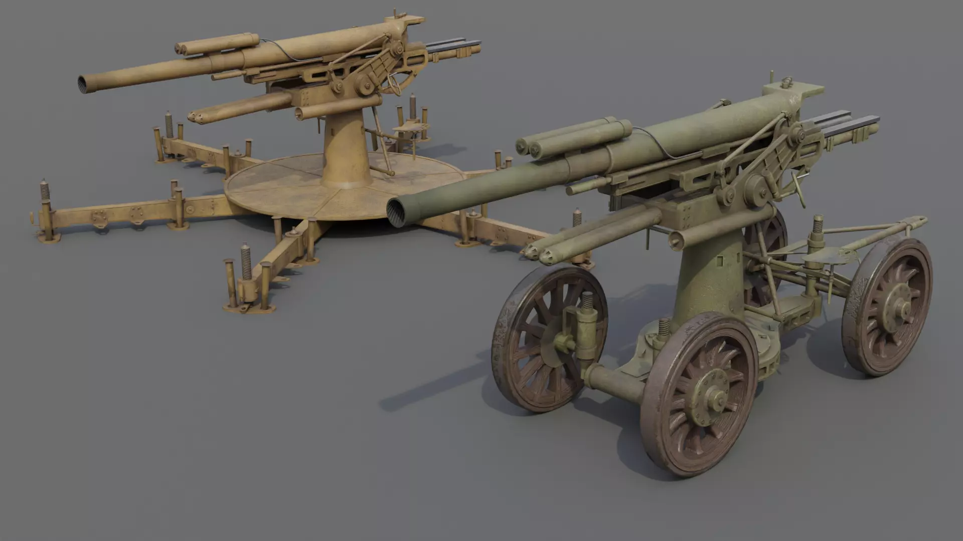 Type 14 10 cm AA gun Low-poly 3D model_0